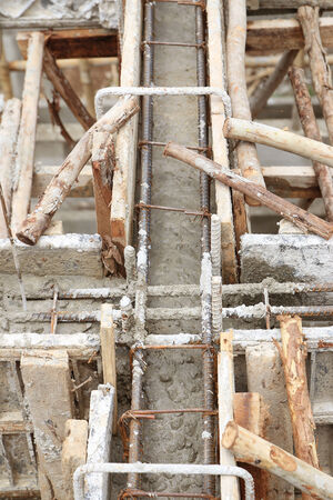 construction house, reinforcement wooden framework for concrete pouringの写真素材