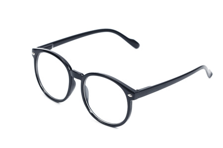 black glasses, isolated on whiteの写真素材