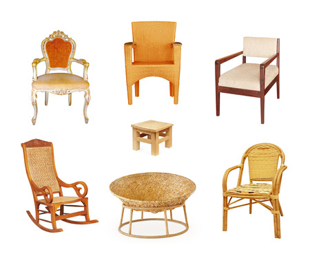 Set of chairs  isolated on whiteの写真素材