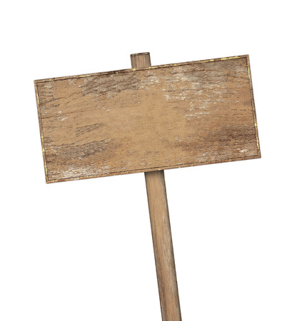Wooden sign isolated on whiteの写真素材