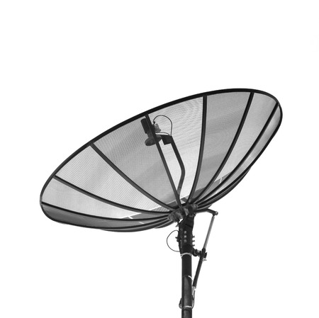 Satellite dish isolated on a white backgroundの写真素材
