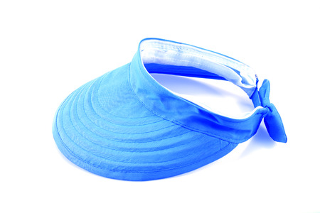 Blue visor isolated on white backgroundの写真素材