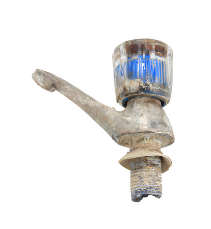 Defective faucet isolated on white backgroundの写真素材