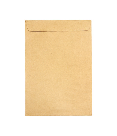 Brown envelope isolated on white backgroundの写真素材