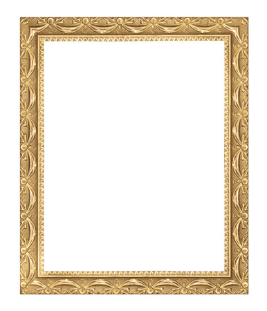 The antique gold frame on the white backgroundの写真素材