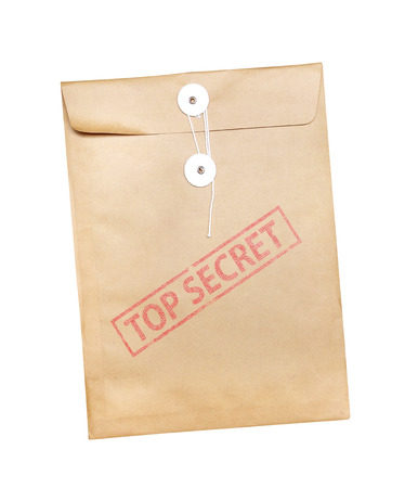 Top Secret package isolated over a white background.の写真素材