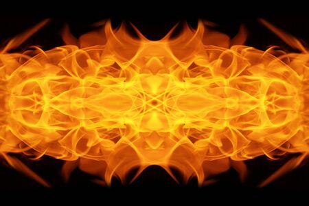Fire flames on black backgroundの写真素材