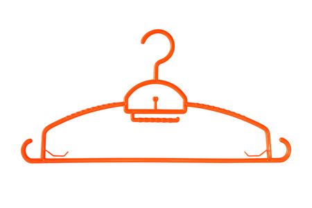 red  plastic hanger clothes on white background.の写真素材