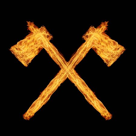 Ax build from the flames on black.の写真素材