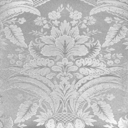 Silver floral ornament brocade textile patternの写真素材