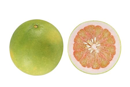 Green pomelo citrus fruit isolated on white background