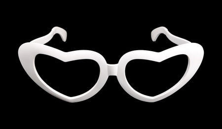 White fancy glasses isolated on blackの写真素材