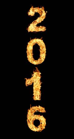 2016 year text made of flames