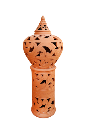 earthenware for decorations garden isolated on whiteの写真素材