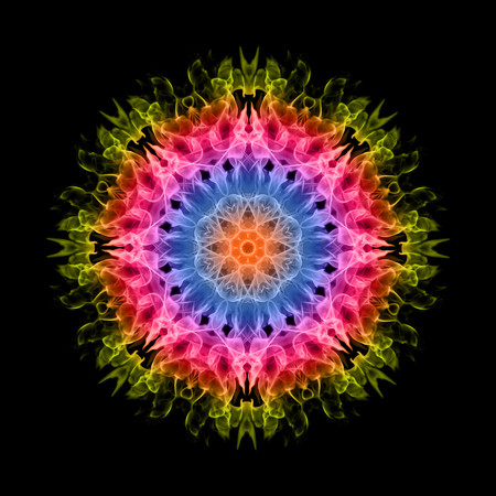 Abstract colorful fire flames on black backgroundの写真素材