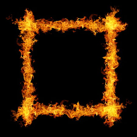 Fire flames frame on black background