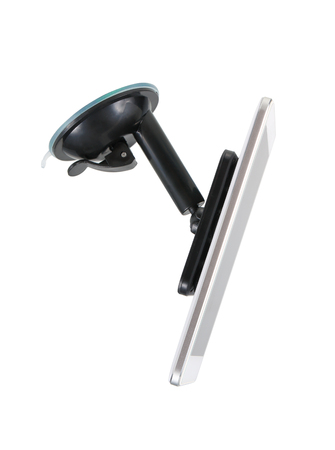 mobile phone holder with adjustable mechanical fixture and a vacuum sucker base used for installation on interior of an windshield of carの写真素材