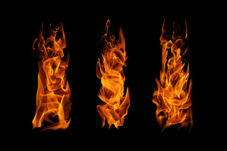 Fire flame on black background