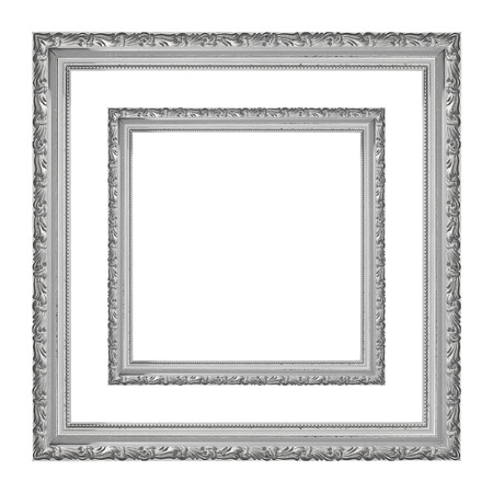 The antique gold frame on the white background