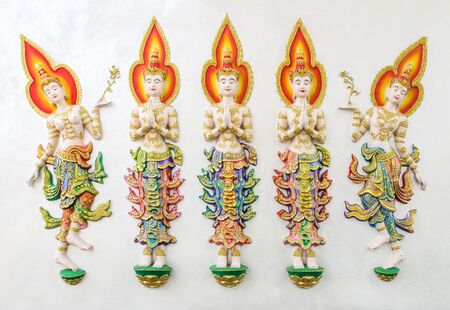angels stucco sculpture decorate for temple wall in thailand
