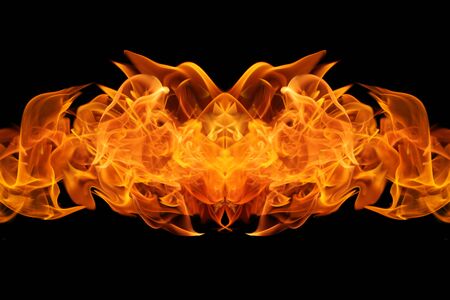 Fire flames on black background