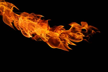 Fire flames on black background