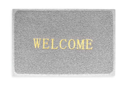 background of gray welcome matの写真素材