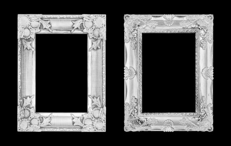 Duo antique sillver frame idolated on black backgroundの写真素材