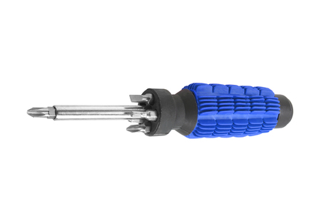 Blue screw drive set  Isolated white background.の写真素材