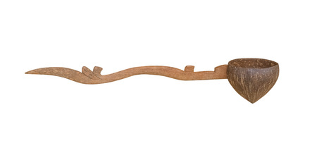 Dipper made from coconut shell isolated on white background with clipping pathの写真素材