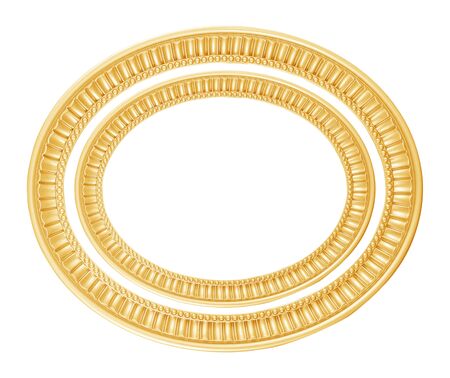 Gold Oval Frame isolated on whiteの写真素材