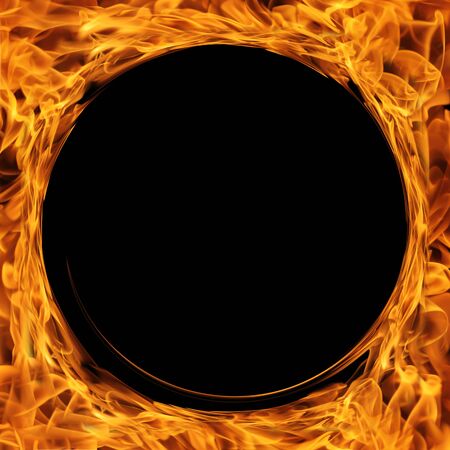 Fire flames on black background