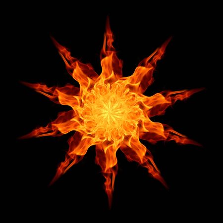 Fire flames Star shape on black background