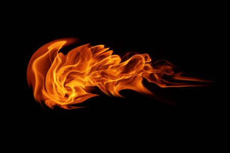 Fire flames on black texture abstract backgroundの写真素材