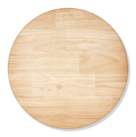 round wooden cutting Board isolated on white background with