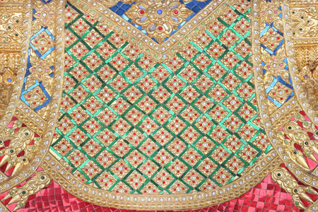 Thai traditional pattern design wall for temple.