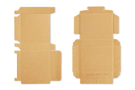 Cardboard box with print template isolated on white with clipping path