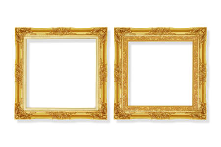 The antique wooden gold frame two style isolated on  white backgroundの写真素材