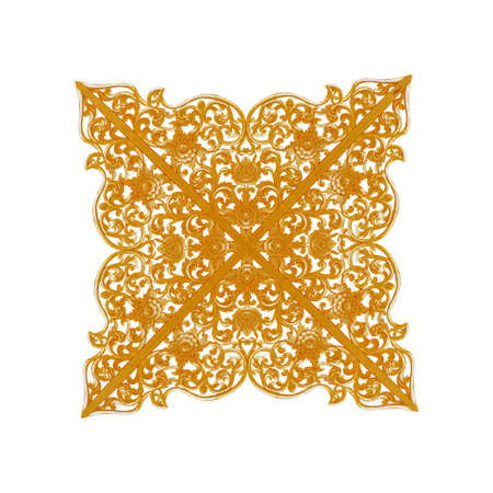 Pattern of flower carved frame isolated on white background