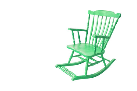 Green Rocking chair isolated on white backgroundの写真素材