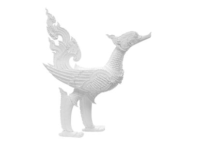 Swan white stucco thai style isolated on white  with clipping path include for design usage purposeの写真素材