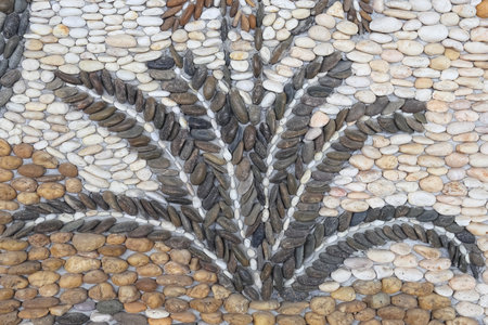 decorative stone wall  plant pattern texture backgroundの写真素材