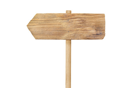 Wooden arrow sign  isolated on white background with clipping path include for design usage purpose.の写真素材