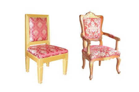 classical carved wooden chair or luxury chair two style isolated on white background with clipping path include for design usage purpose.の写真素材