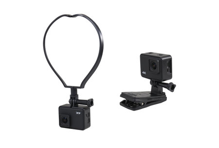 Neck strap Camera action cam for vlogs or Accessory Neckband for cam for video vlog,  isolated on white background  with clipping path include for design usage purpose.の写真素材