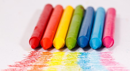 Colorful rainbow color crayon for children の写真素材