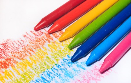 Colorful rainbow color crayon for children の写真素材
