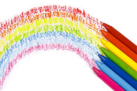 Colorful rainbow color crayon for children の写真素材