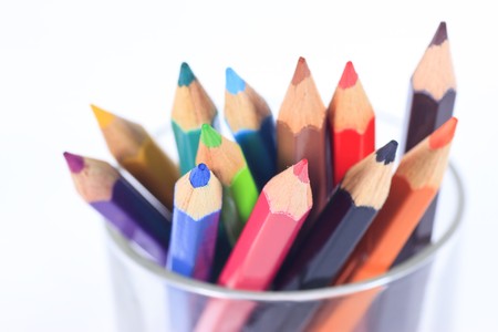 Pastel pencils in 12 colors の写真素材