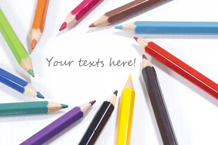 Pastel pencils in 12 colors focus on text message の写真素材